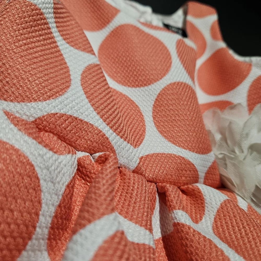 Zenzi Coral Polka-dot Petal Dress - Picture 3 of 9